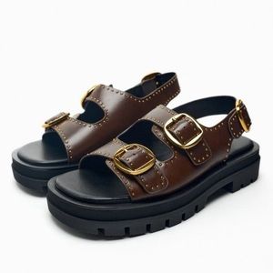Zara buckled leather track sandals